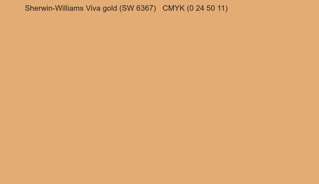 Color Sherwin-Williams Viva gold (SW 6367) to CMYK (0 24 50 11) converter Color Sherwin-Williams Viva gold (SW 6367) to CMYK (0 24 50 11) converter