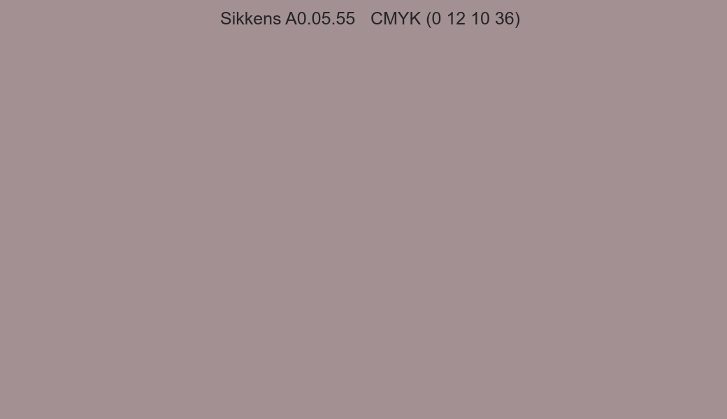 Color Sikkens A0.05.55 to CMYK (0 12 10 36) converter Color Sikkens A0.05.55 to CMYK (0 12 10 36) converter