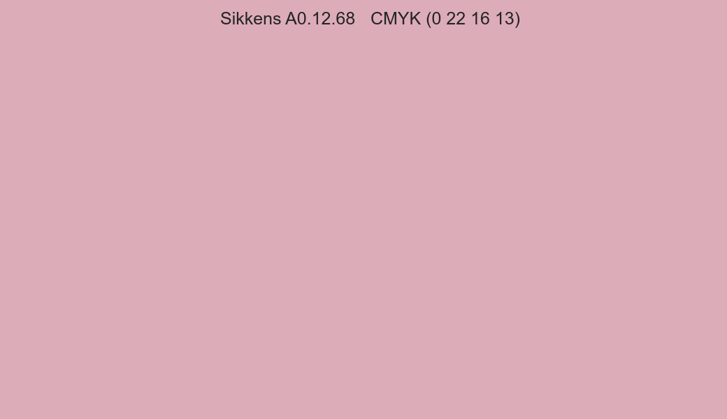 Color Sikkens A0.12.68 to CMYK (0 22 16 13) converter Color Sikkens A0.12.68 to CMYK (0 22 16 13) converter