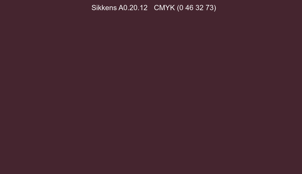 Color Sikkens A0.20.12 to CMYK (0 46 32 73) converter Color Sikkens A0.20.12 to CMYK (0 46 32 73) converter