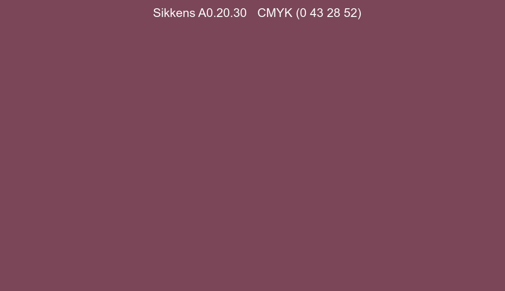 Color Sikkens A0.20.30 to CMYK (0 43 28 52) converter Color Sikkens A0.20.30 to CMYK (0 43 28 52) converter