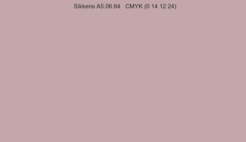Color Sikkens A5.06.64 to CMYK (0 14 12 24) converter Color Sikkens A5.06.64 to CMYK (0 14 12 24) converter