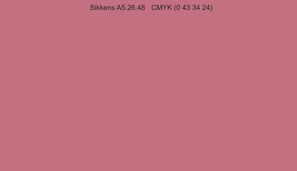 Color Sikkens A5.26.48 to CMYK (0 43 34 24) converter Color Sikkens A5.26.48 to CMYK (0 43 34 24) converter