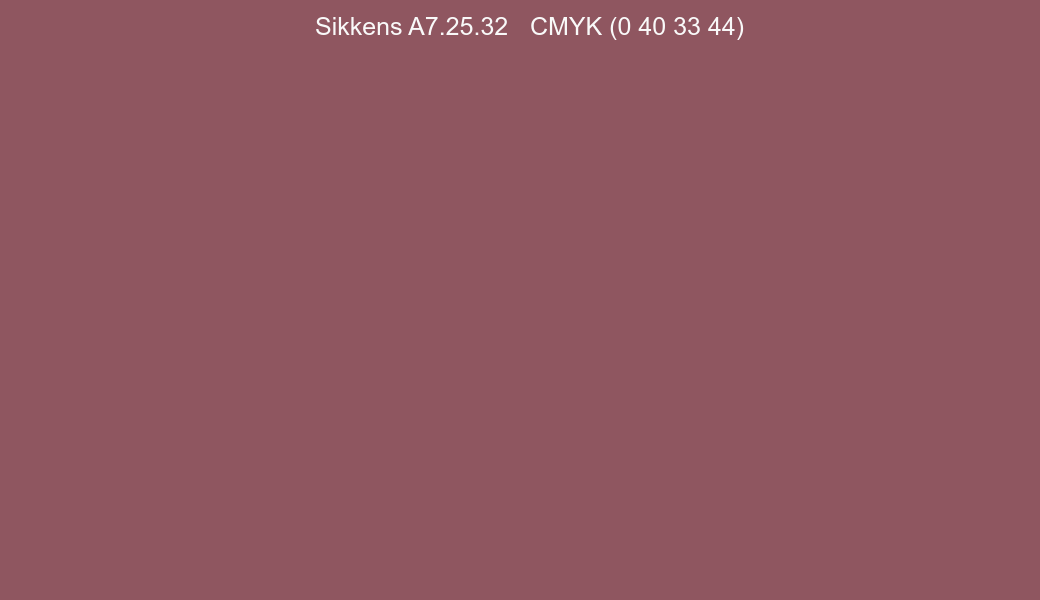 Color Sikkens A7.25.32 to CMYK (0 40 33 44) converter Color Sikkens A7.25.32 to CMYK (0 40 33 44) converter