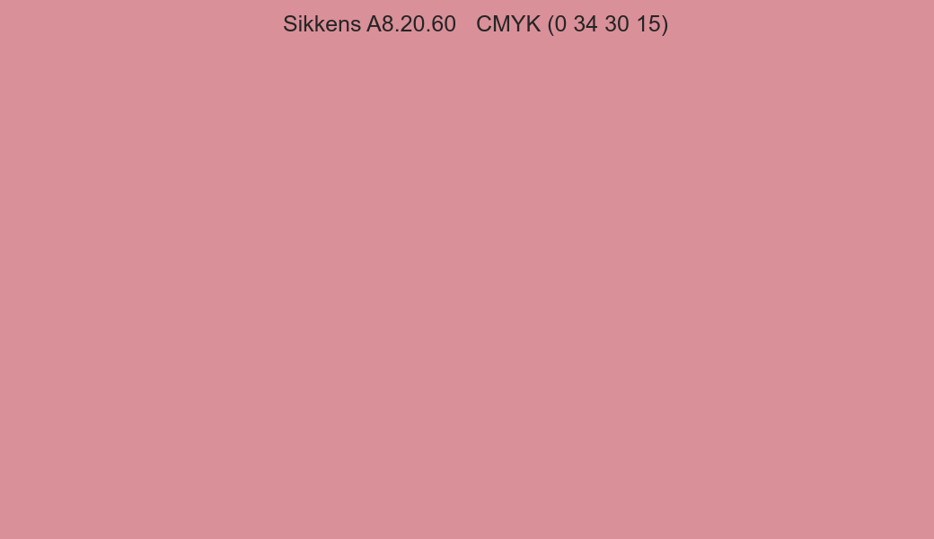 Color Sikkens A8.20.60 to CMYK (0 34 30 15) converter Color Sikkens A8.20.60 to CMYK (0 34 30 15) converter