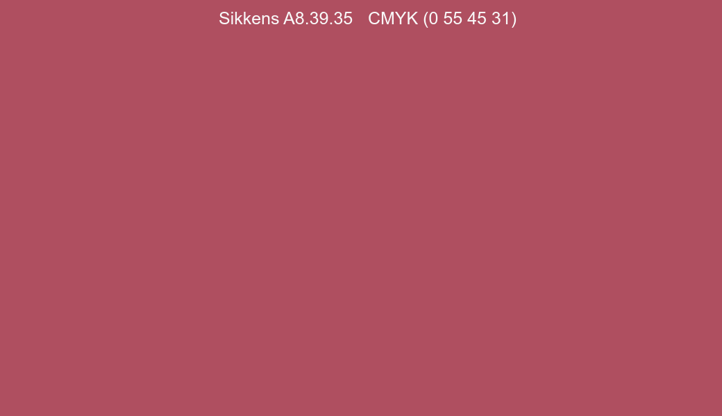 Color Sikkens A8.39.35 to CMYK (0 55 45 31) converter Color Sikkens A8.39.35 to CMYK (0 55 45 31) converter