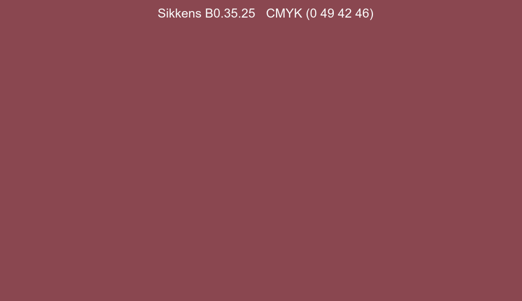 Color Sikkens B0.35.25 to CMYK (0 49 42 46) converter Color Sikkens B0.35.25 to CMYK (0 49 42 46) converter