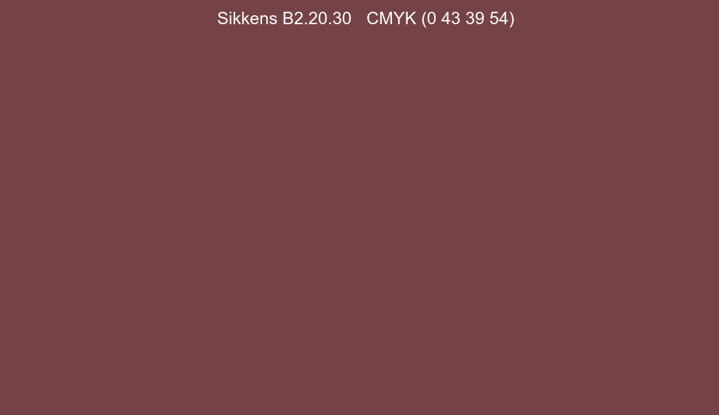 Color Sikkens B2.20.30 to CMYK (0 43 39 54) converter Color Sikkens B2.20.30 to CMYK (0 43 39 54) converter