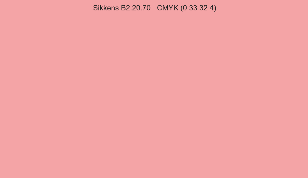 Color Sikkens B2.20.70 to CMYK (0 33 32 4) converter Color Sikkens B2.20.70 to CMYK (0 33 32 4) converter