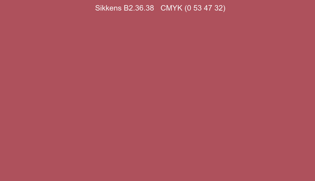Color Sikkens B2.36.38 to CMYK (0 53 47 32) converter Color Sikkens B2.36.38 to CMYK (0 53 47 32) converter