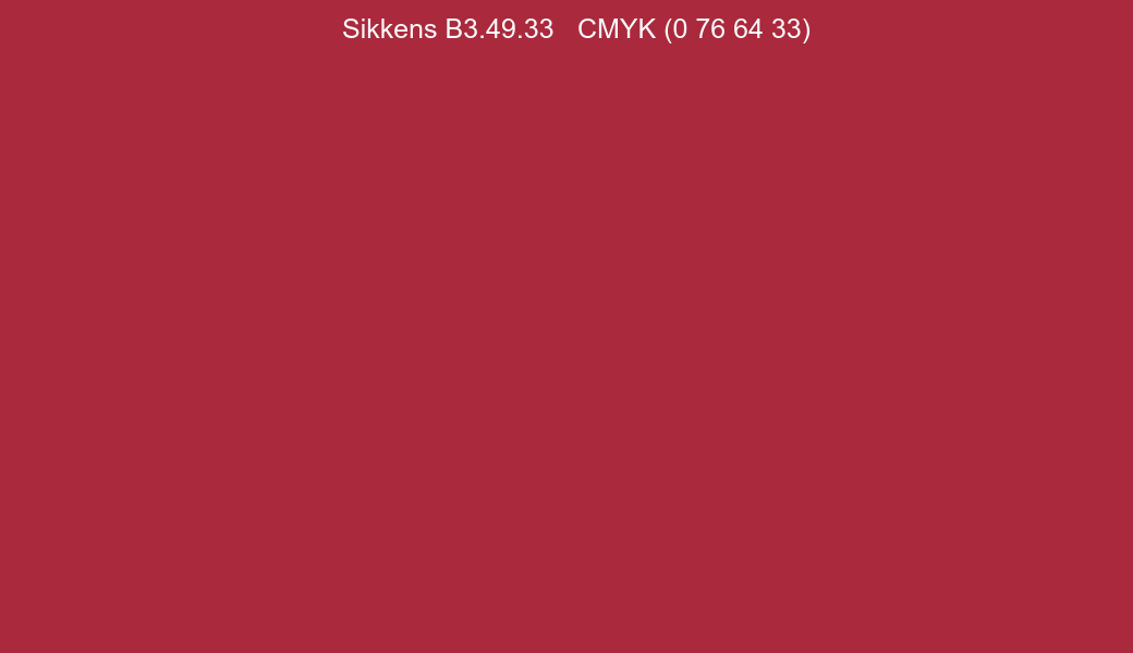 Color Sikkens B3.49.33 to CMYK (0 76 64 33) converter Color Sikkens B3.49.33 to CMYK (0 76 64 33) converter