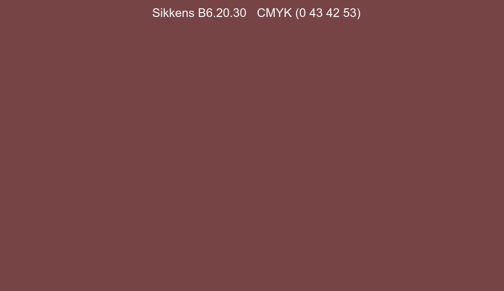 Color Sikkens B6.20.30 to CMYK (0 43 42 53) converter Color Sikkens B6.20.30 to CMYK (0 43 42 53) converter