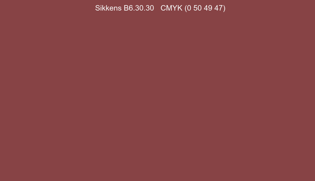 Color Sikkens B6.30.30 to CMYK (0 50 49 47) converter Color Sikkens B6.30.30 to CMYK (0 50 49 47) converter