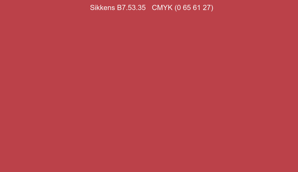 Color Sikkens B7.53.35 to CMYK (0 65 61 27) converter Color Sikkens B7.53.35 to CMYK (0 65 61 27) converter