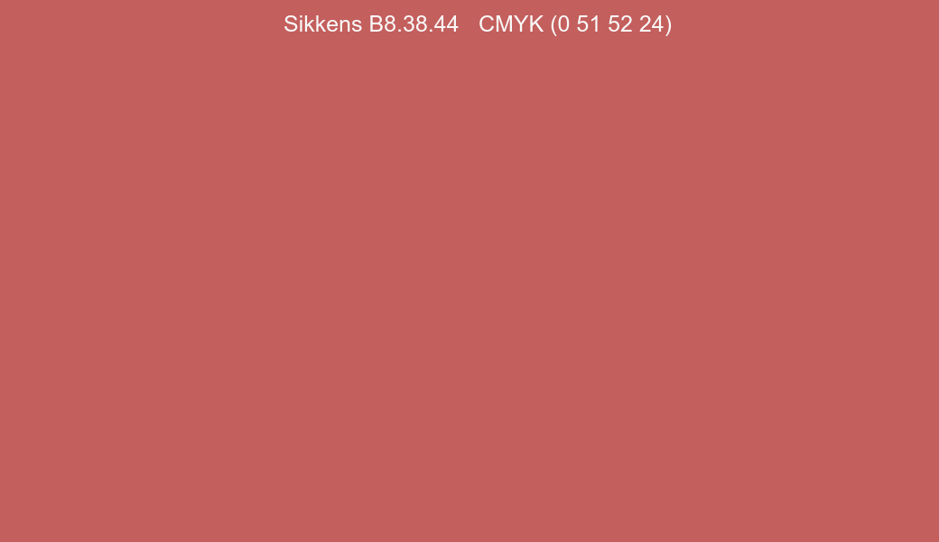 Color Sikkens B8.38.44 to CMYK (0 51 52 24) converter Color Sikkens B8.38.44 to CMYK (0 51 52 24) converter