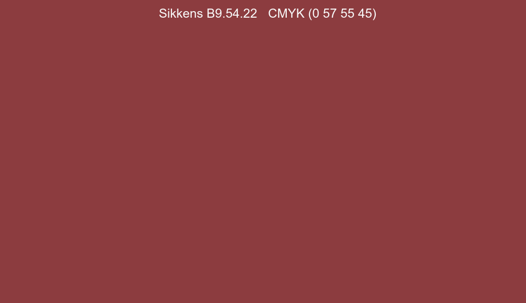 Color Sikkens B9.54.22 to CMYK (0 57 55 45) converter Color Sikkens B9.54.22 to CMYK (0 57 55 45) converter