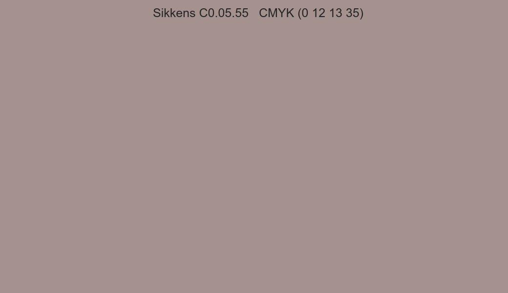 Color Sikkens C0.05.55 to CMYK (0 12 13 35) converter Color Sikkens C0.05.55 to CMYK (0 12 13 35) converter