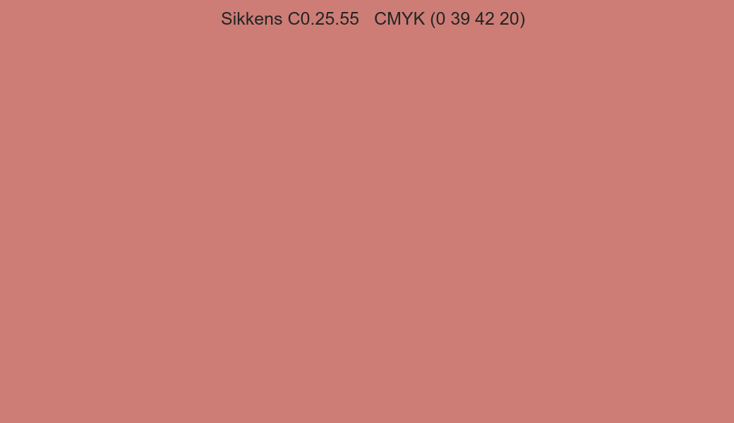 Color Sikkens C0.25.55 to CMYK (0 39 42 20) converter Color Sikkens C0.25.55 to CMYK (0 39 42 20) converter