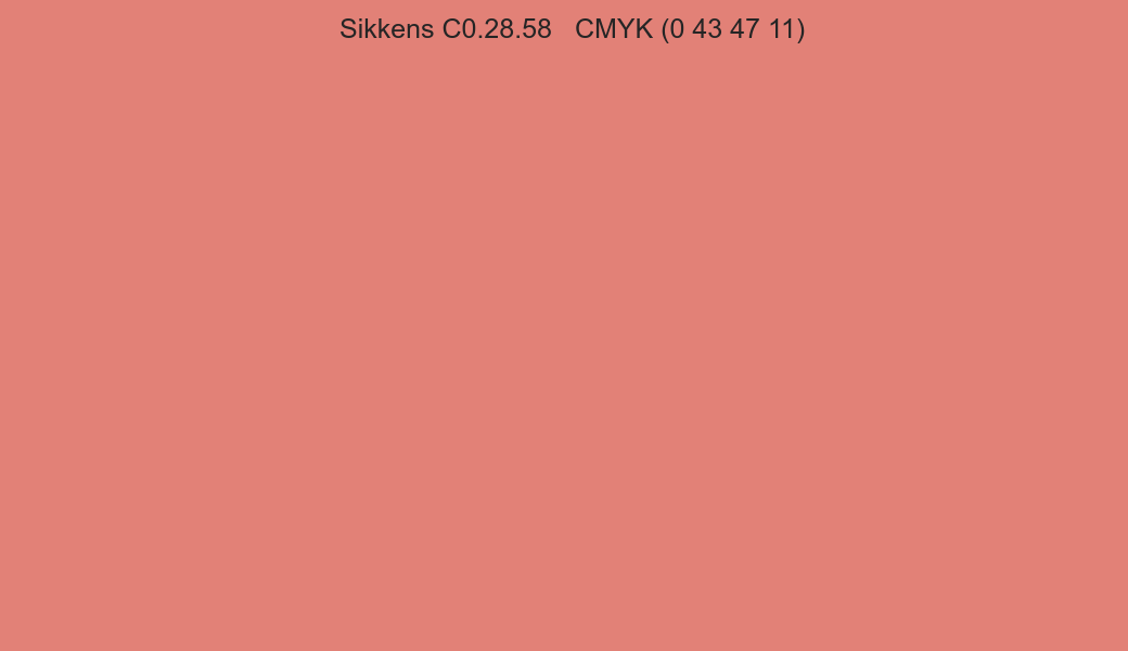 Color Sikkens C0.28.58 to CMYK (0 43 47 11) converter Color Sikkens C0.28.58 to CMYK (0 43 47 11) converter