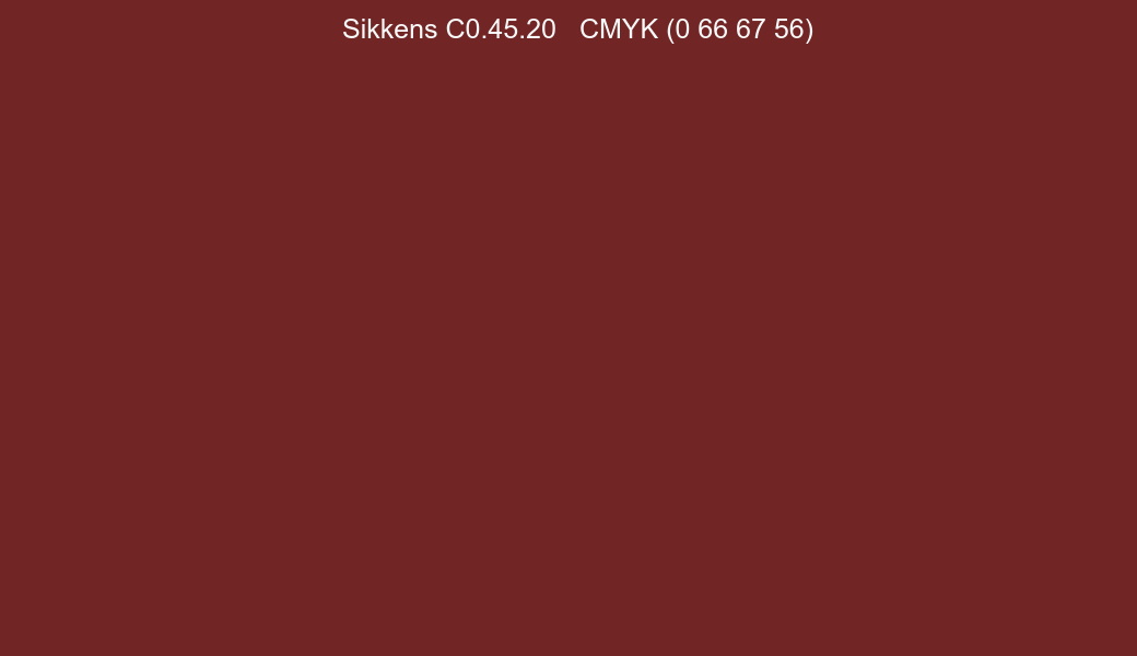 Color Sikkens C0.45.20 to CMYK (0 66 67 56) converter Color Sikkens C0.45.20 to CMYK (0 66 67 56) converter