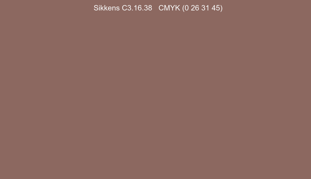 Color Sikkens C3.16.38 to CMYK (0 26 31 45) converter Color Sikkens C3.16.38 to CMYK (0 26 31 45) converter