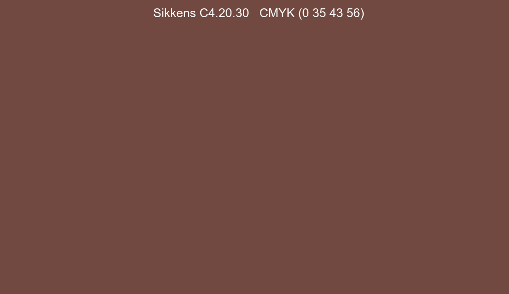 Color Sikkens C4.20.30 to CMYK (0 35 43 56) converter Color Sikkens C4.20.30 to CMYK (0 35 43 56) converter