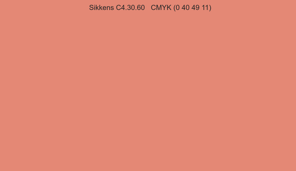 Color Sikkens C4.30.60 to CMYK (0 40 49 11) converter Color Sikkens C4.30.60 to CMYK (0 40 49 11) converter