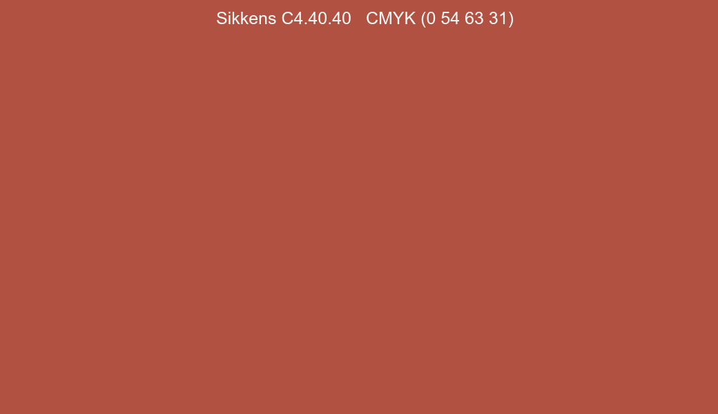 Color Sikkens C4.40.40 to CMYK (0 54 63 31) converter Color Sikkens C4.40.40 to CMYK (0 54 63 31) converter