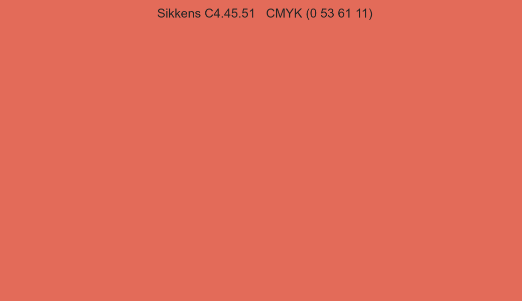 Color Sikkens C4.45.51 to CMYK (0 53 61 11) converter Color Sikkens C4.45.51 to CMYK (0 53 61 11) converter