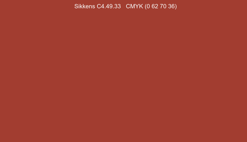 Color Sikkens C4.49.33 to CMYK (0 62 70 36) converter Color Sikkens C4.49.33 to CMYK (0 62 70 36) converter