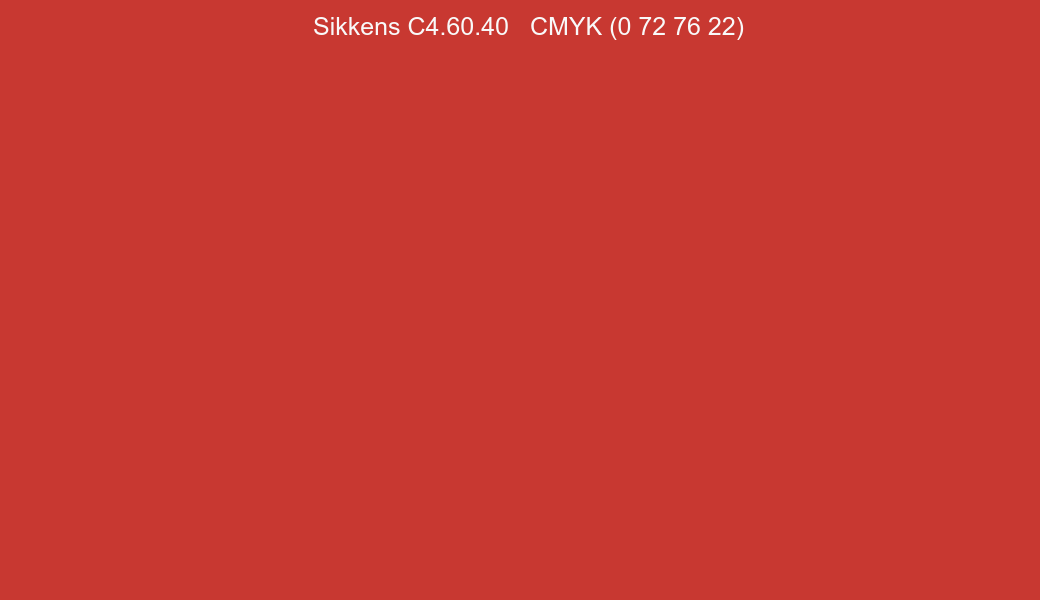 Color Sikkens C4.60.40 to CMYK (0 72 76 22) converter Color Sikkens C4.60.40 to CMYK (0 72 76 22) converter