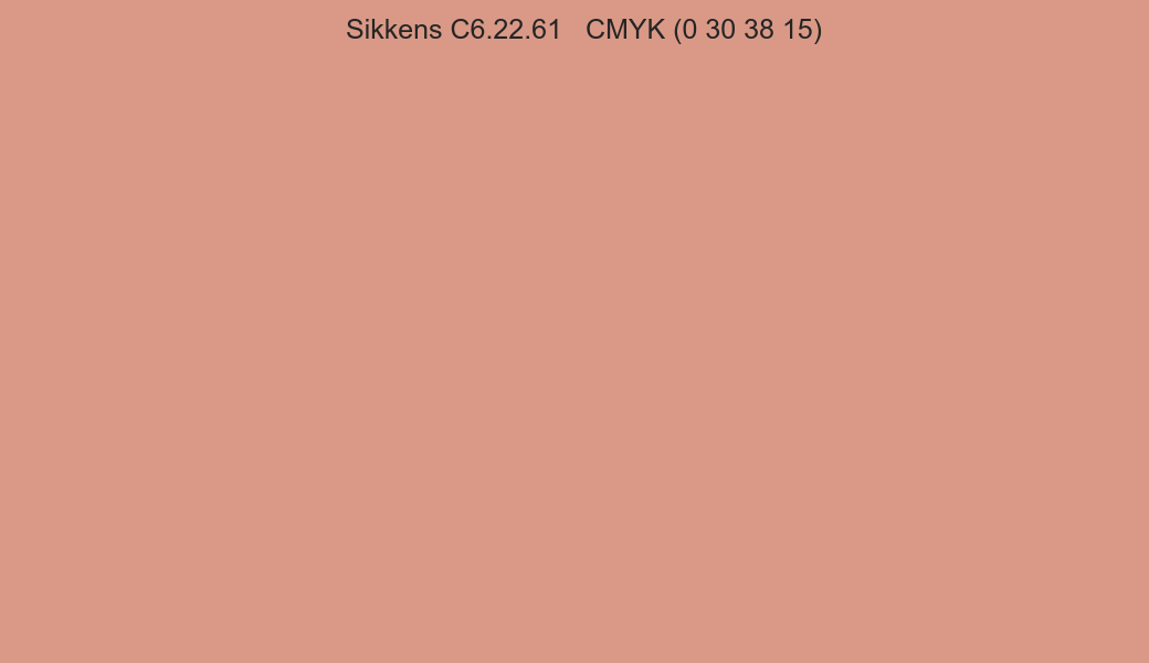 Color Sikkens C6.22.61 to CMYK (0 30 38 15) converter Color Sikkens C6.22.61 to CMYK (0 30 38 15) converter