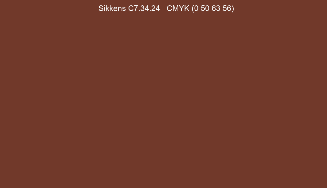 Color Sikkens C7.34.24 to CMYK (0 50 63 56) converter Color Sikkens C7.34.24 to CMYK (0 50 63 56) converter