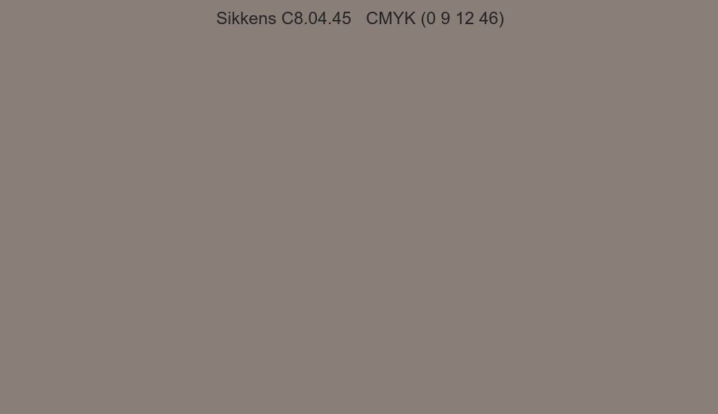 Color Sikkens C8.04.45 to CMYK (0 9 12 46) converter Color Sikkens C8.04.45 to CMYK (0 9 12 46) converter