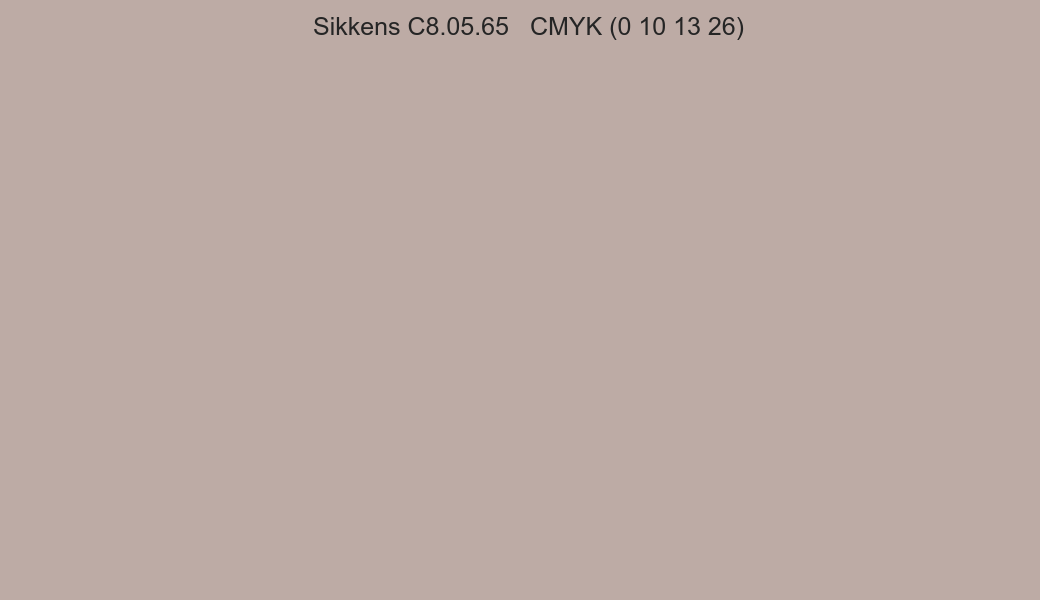 Color Sikkens C8.05.65 to CMYK (0 10 13 26) converter Color Sikkens C8.05.65 to CMYK (0 10 13 26) converter
