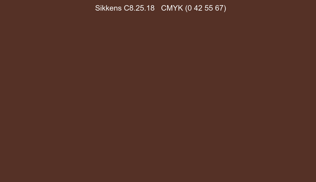 Color Sikkens C8.25.18 to CMYK (0 42 55 67) converter Color Sikkens C8.25.18 to CMYK (0 42 55 67) converter
