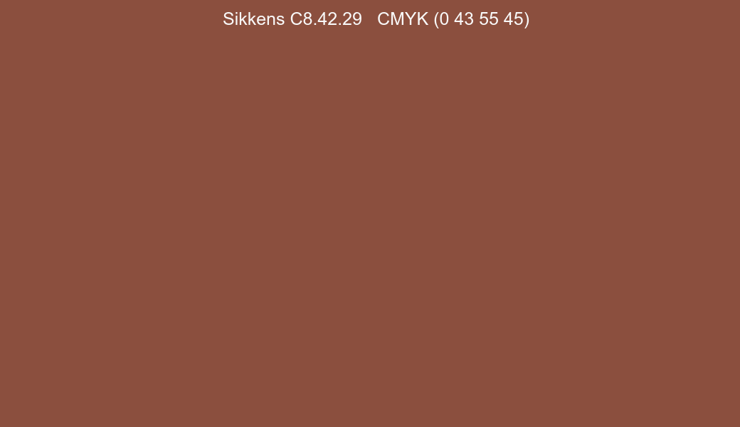 Color Sikkens C8.42.29 to CMYK (0 43 55 45) converter Color Sikkens C8.42.29 to CMYK (0 43 55 45) converter
