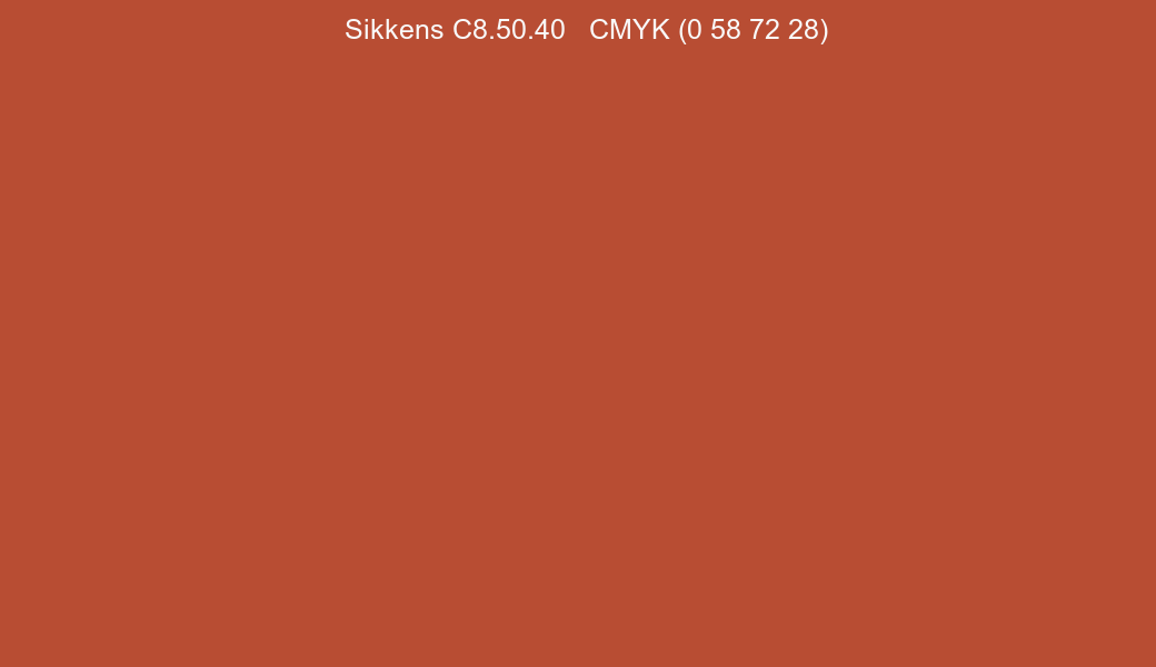 Color Sikkens C8.50.40 to CMYK (0 58 72 28) converter Color Sikkens C8.50.40 to CMYK (0 58 72 28) converter