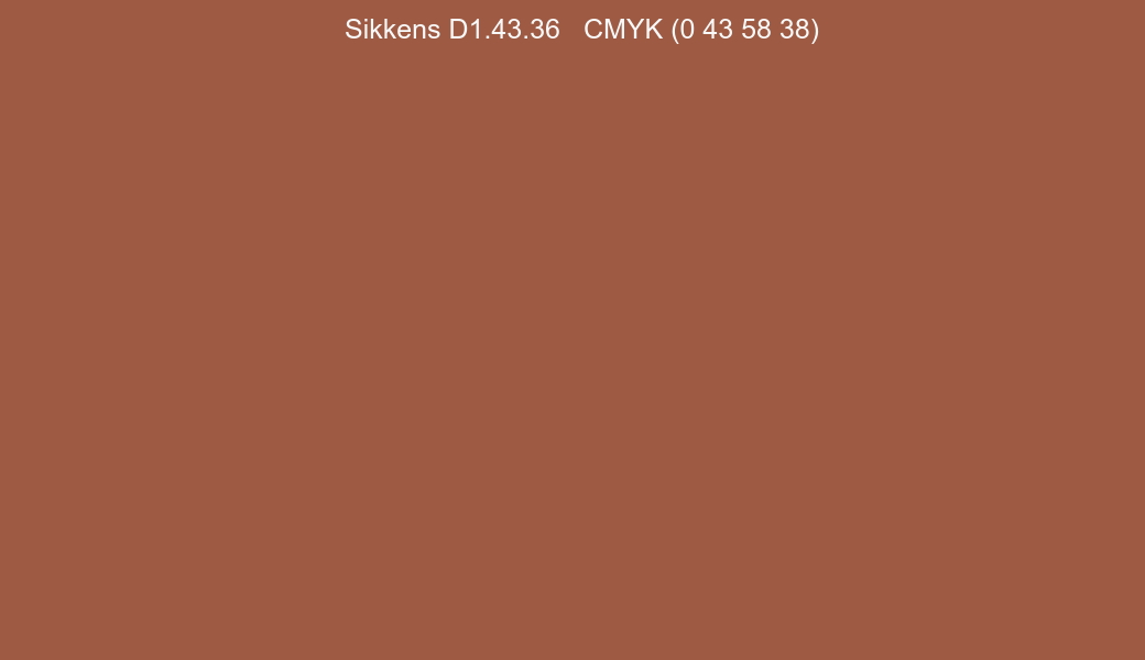 Color Sikkens D1.43.36 to CMYK (0 43 58 38) converter Color Sikkens D1.43.36 to CMYK (0 43 58 38) converter