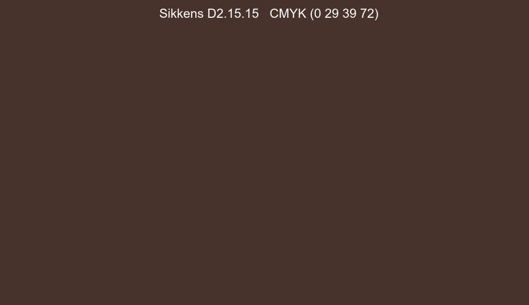 Color Sikkens D2.15.15 to CMYK (0 29 39 72) converter Color Sikkens D2.15.15 to CMYK (0 29 39 72) converter