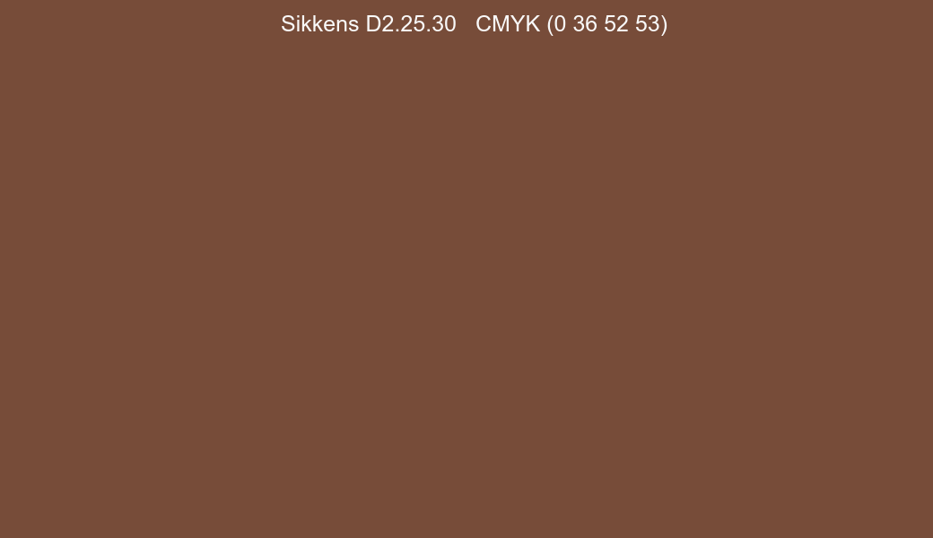 Color Sikkens D2.25.30 to CMYK (0 36 52 53) converter Color Sikkens D2.25.30 to CMYK (0 36 52 53) converter