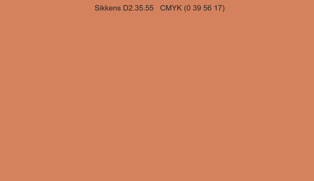 Color Sikkens D2.35.55 to CMYK (0 39 56 17) converter Color Sikkens D2.35.55 to CMYK (0 39 56 17) converter