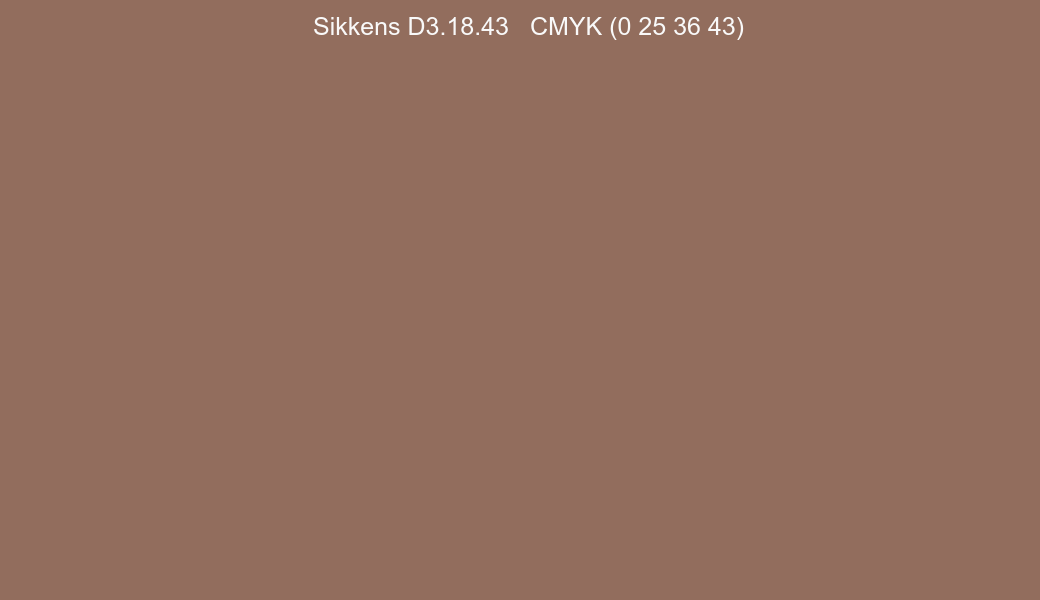 Color Sikkens D3.18.43 to CMYK (0 25 36 43) converter Color Sikkens D3.18.43 to CMYK (0 25 36 43) converter