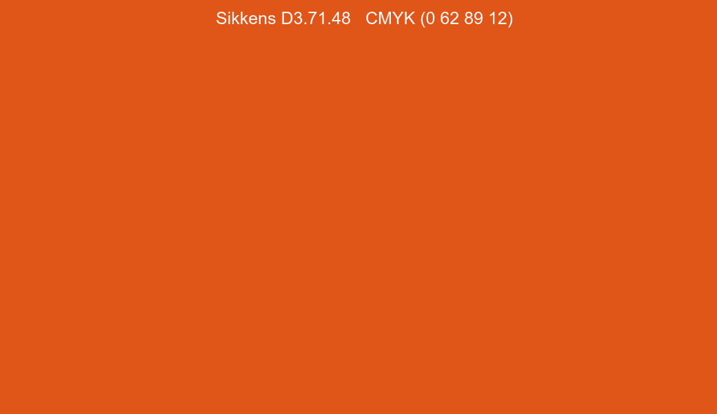Color Sikkens D3.71.48 to CMYK (0 62 89 12) converter Color Sikkens D3.71.48 to CMYK (0 62 89 12) converter