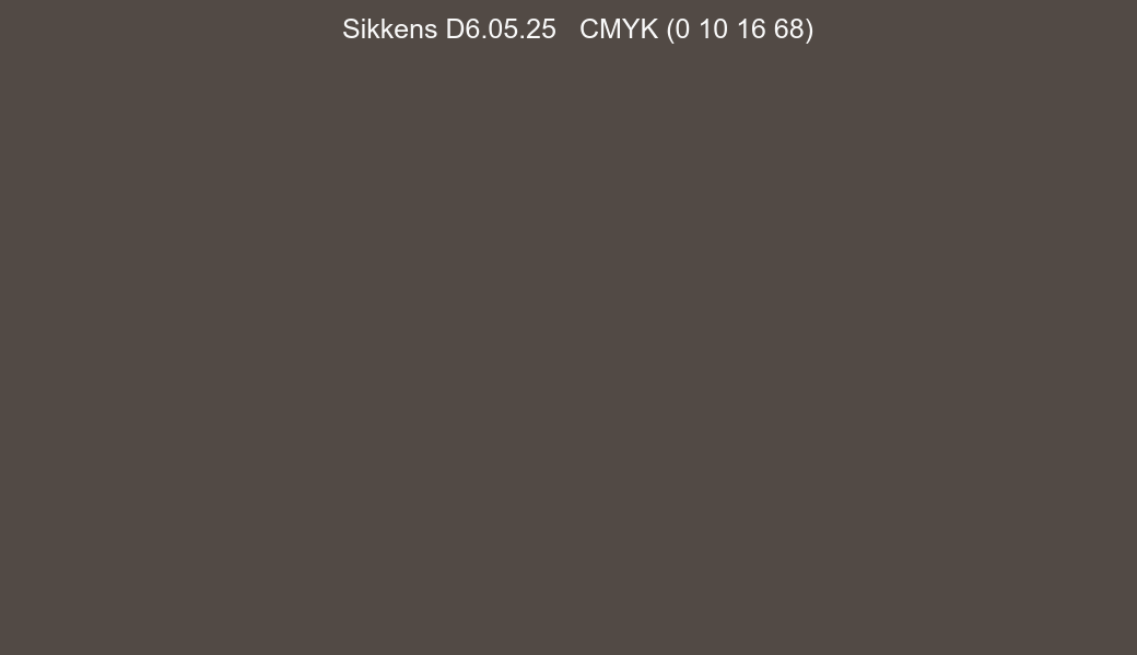 Color Sikkens D6.05.25 to CMYK (0 10 16 68) converter Color Sikkens D6.05.25 to CMYK (0 10 16 68) converter