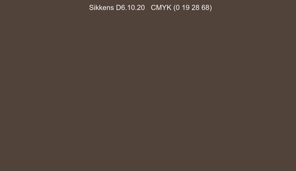 Color Sikkens D6.10.20 to CMYK (0 19 28 68) converter Color Sikkens D6.10.20 to CMYK (0 19 28 68) converter