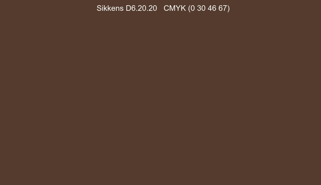 Color Sikkens D6.20.20 to CMYK (0 30 46 67) converter Color Sikkens D6.20.20 to CMYK (0 30 46 67) converter