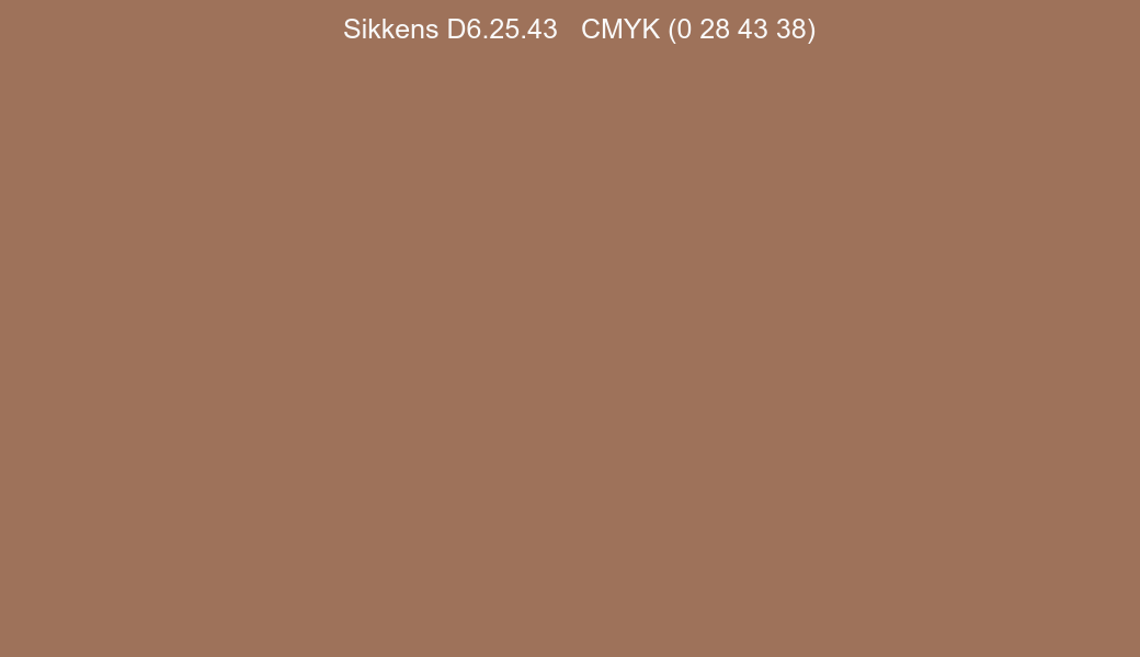Color Sikkens D6.25.43 to CMYK (0 28 43 38) converter Color Sikkens D6.25.43 to CMYK (0 28 43 38) converter