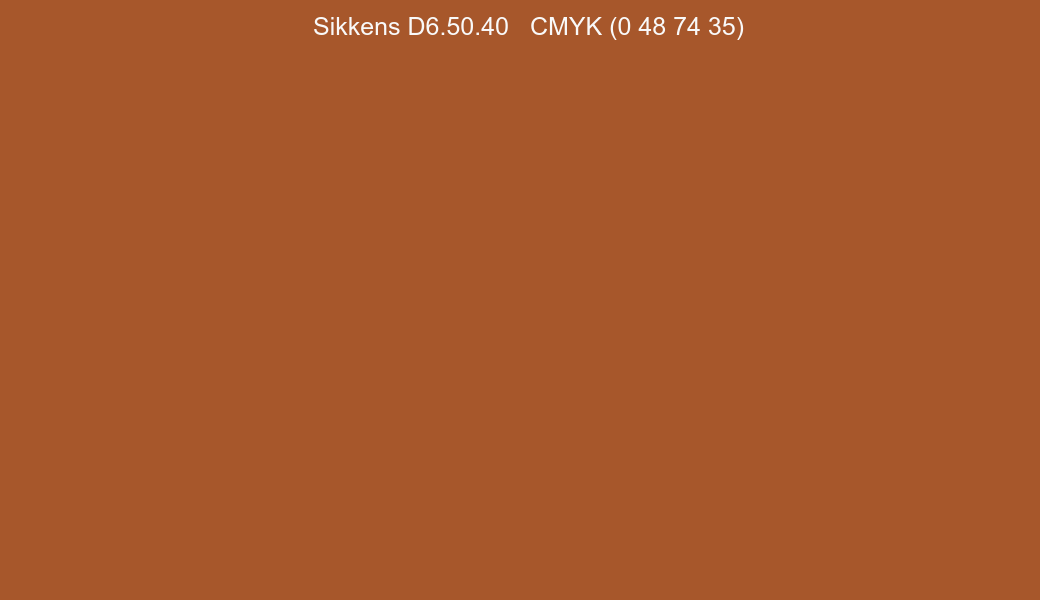 Color Sikkens D6.50.40 to CMYK (0 48 74 35) converter Color Sikkens D6.50.40 to CMYK (0 48 74 35) converter