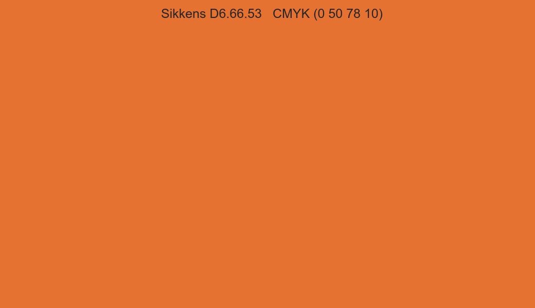 Color Sikkens D6.66.53 to CMYK (0 50 78 10) converter Color Sikkens D6.66.53 to CMYK (0 50 78 10) converter